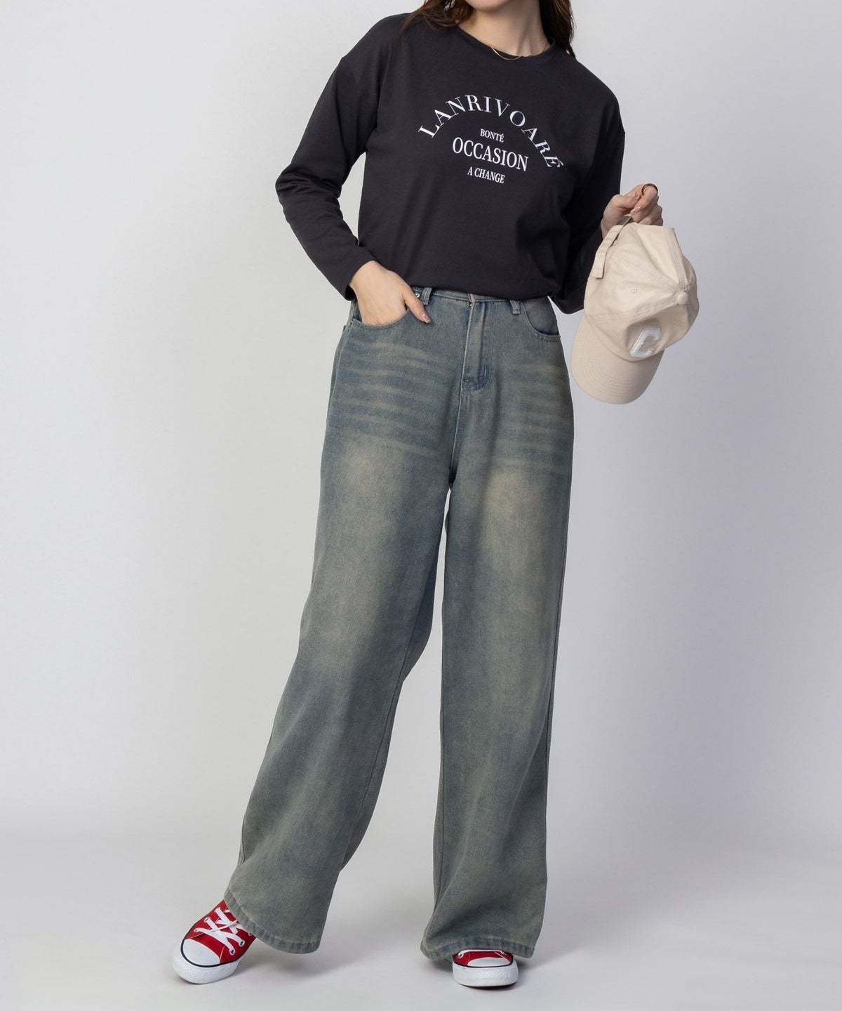 NAVY アーチプリントロンT レディース ネコポス 対応商品