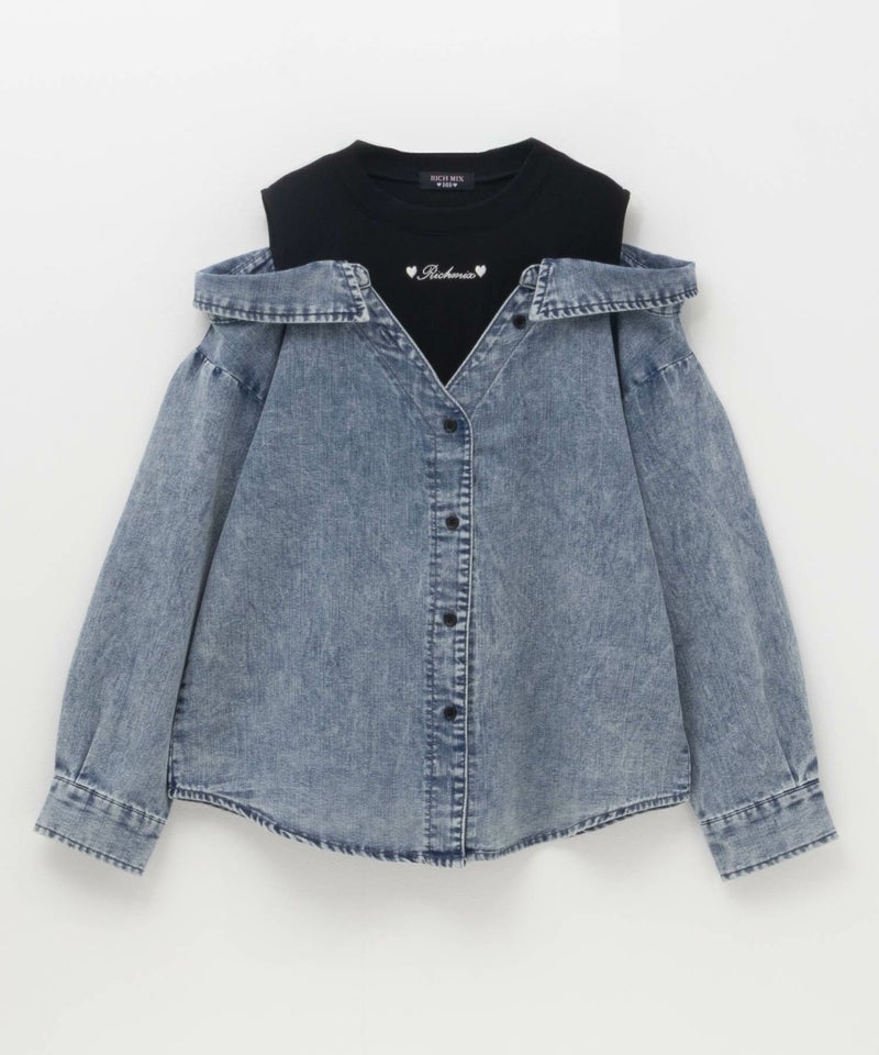 RICH MIX デニムフェイクデザインシャツ キッズ商品画像-1