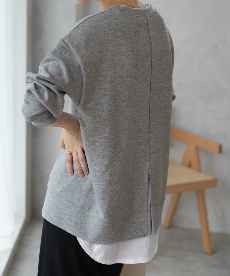 URBAN COLLECTION ポンチ素材 バックスリットプルオーバー レディース メール便 対応商品商品画像-5