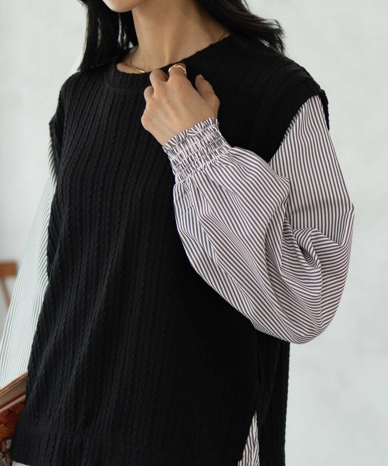 nAvy 時短 フェイクレイヤードプルオーバー レディース商品画像-1