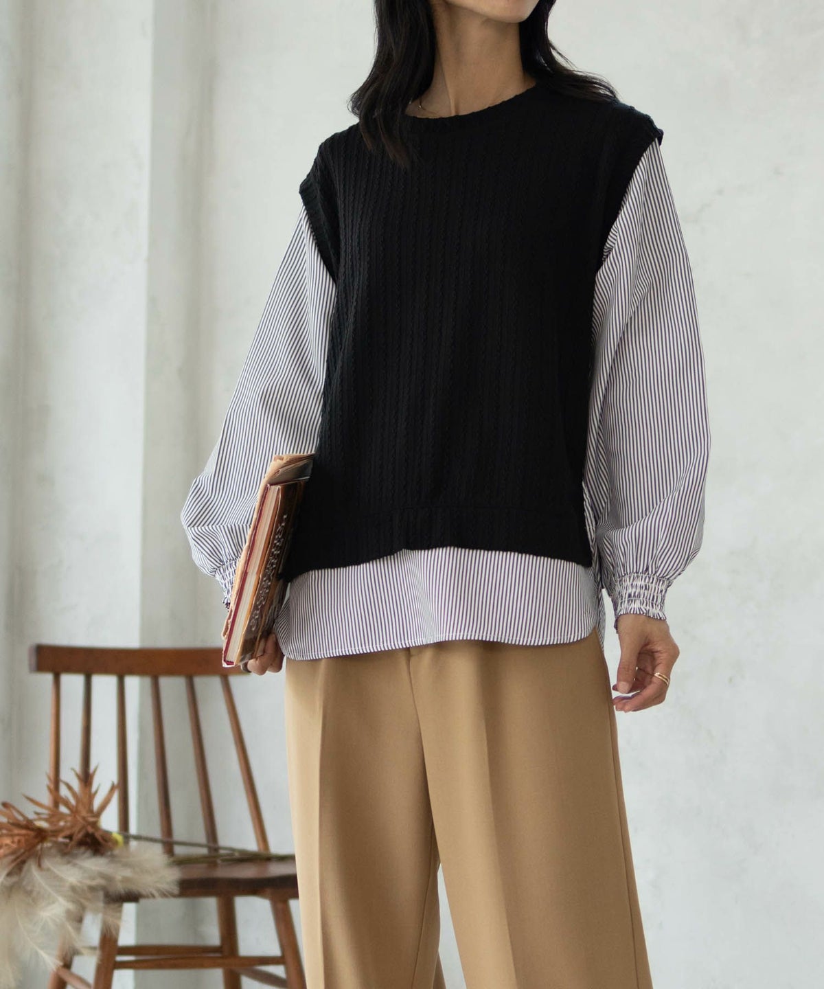 NAVY 時短 フェイクレイヤードプルオーバー レディース