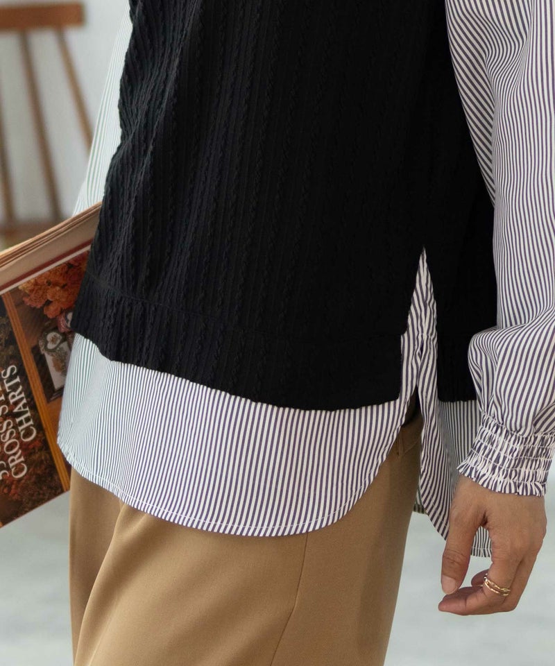 nAvy 時短 フェイクレイヤードプルオーバー レディース商品画像-3