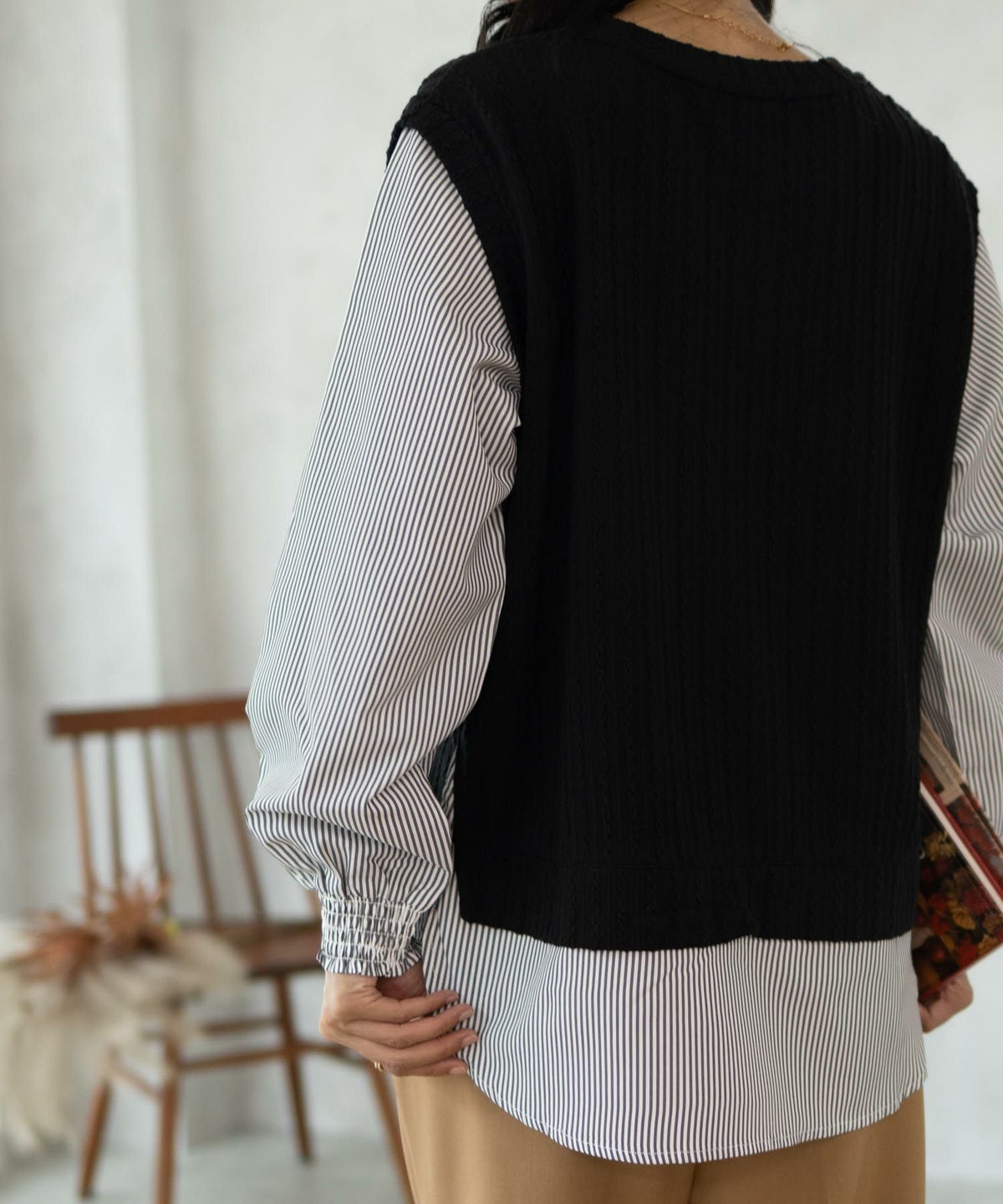 NAVY 時短 フェイクレイヤードプルオーバー レディース