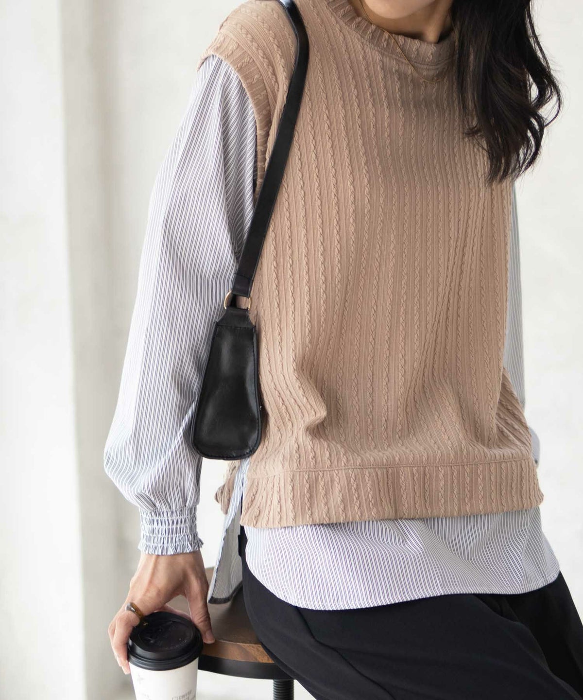 NAVY 時短 フェイクレイヤードプルオーバー レディース