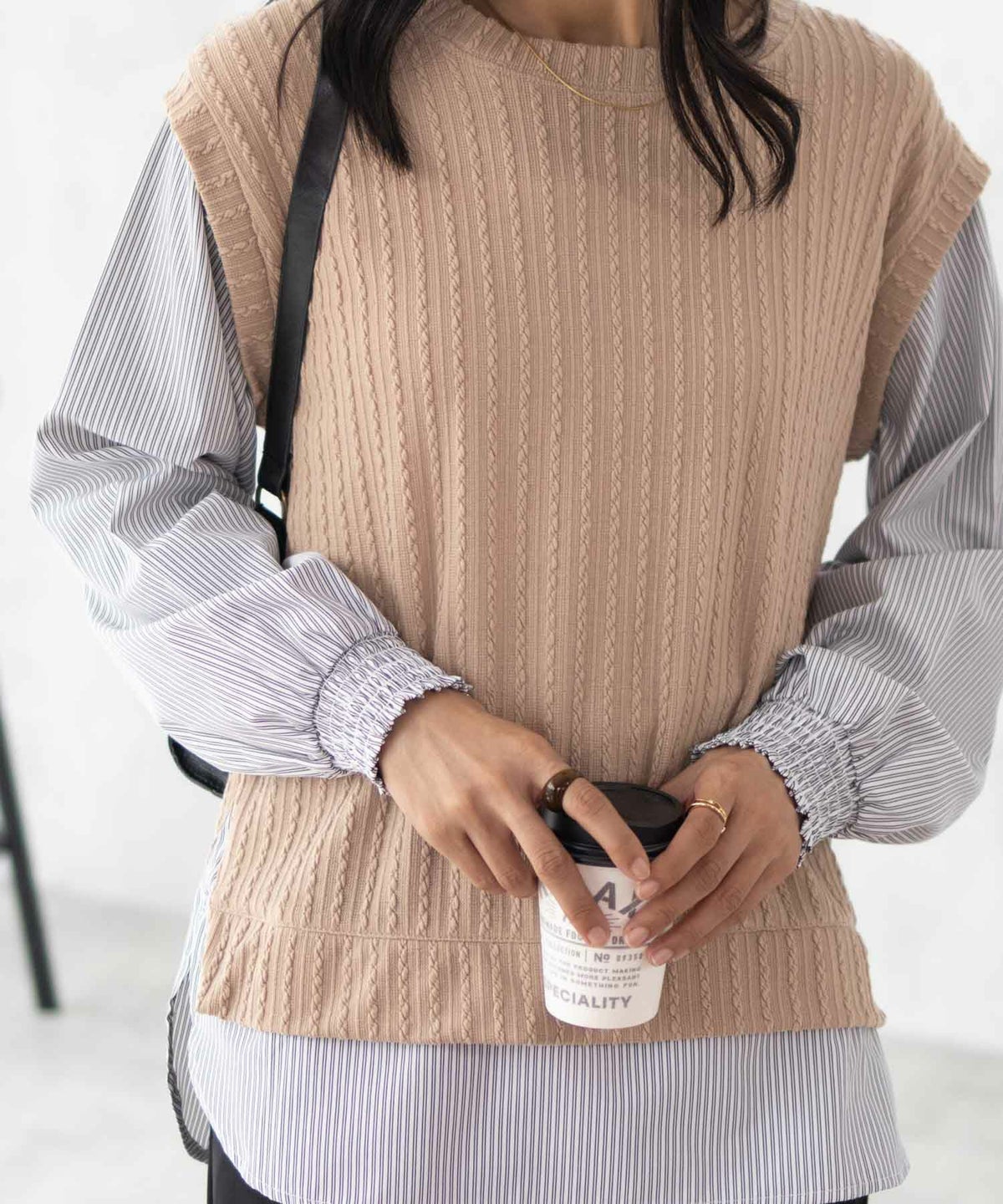 NAVY 時短 フェイクレイヤードプルオーバー レディース