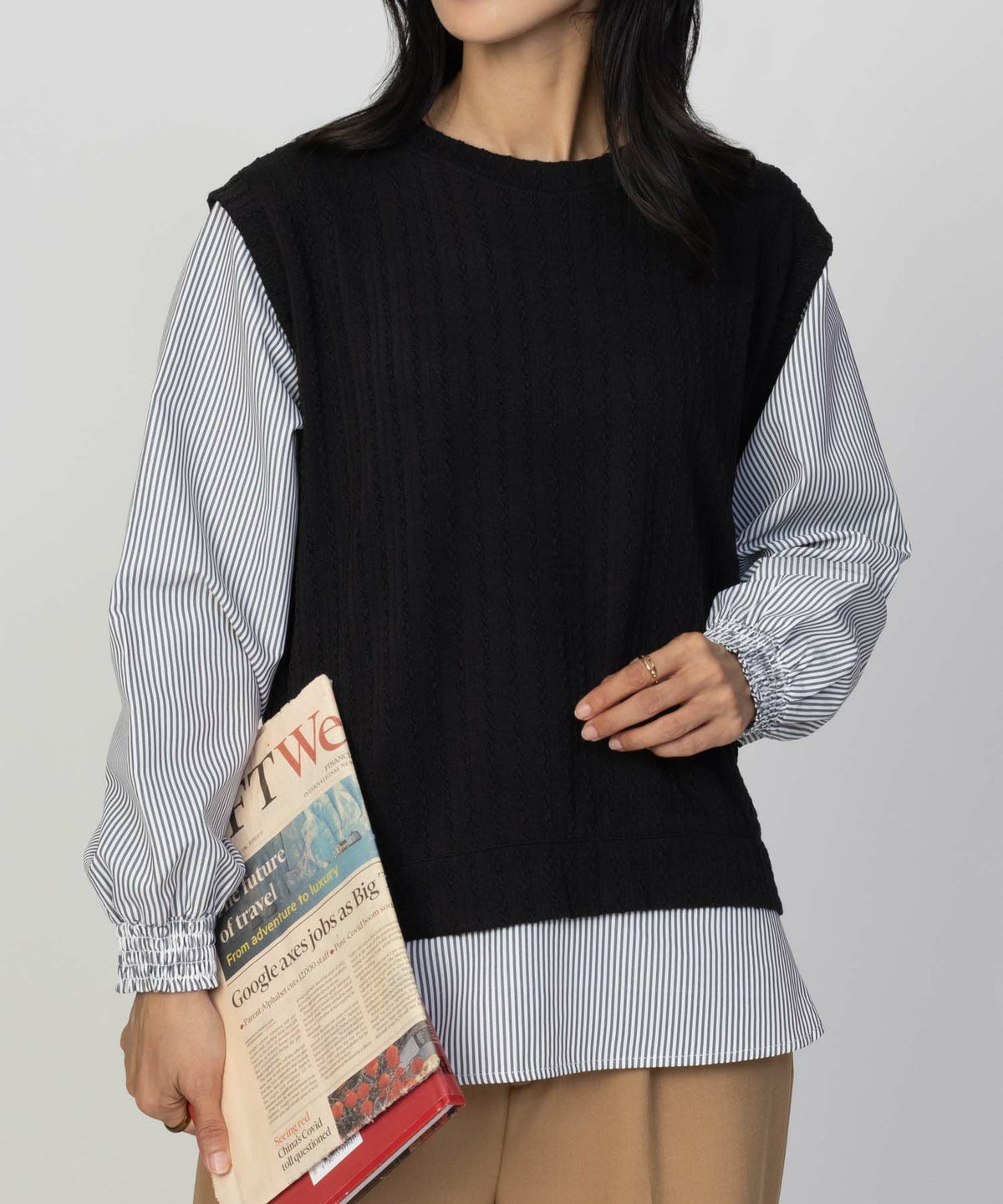 NAVY 時短 フェイクレイヤードプルオーバー レディース