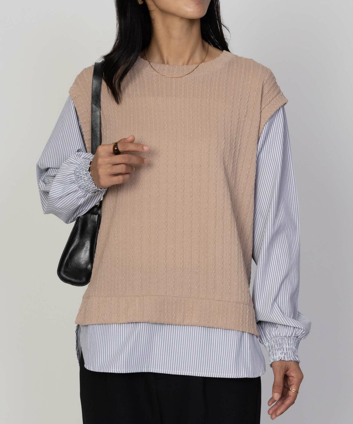 NAVY 時短 フェイクレイヤードプルオーバー レディース