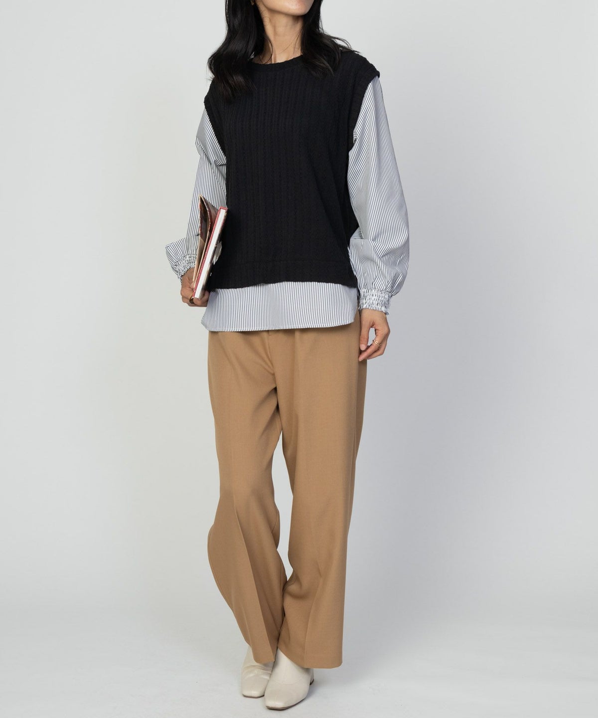 NAVY 時短 フェイクレイヤードプルオーバー レディース