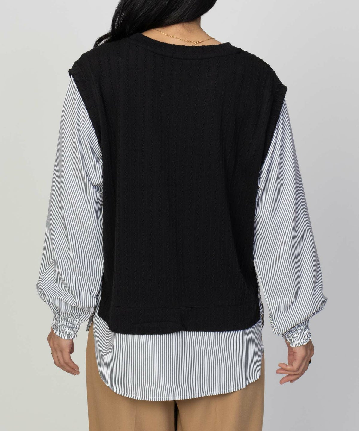 NAVY 時短 フェイクレイヤードプルオーバー レディース