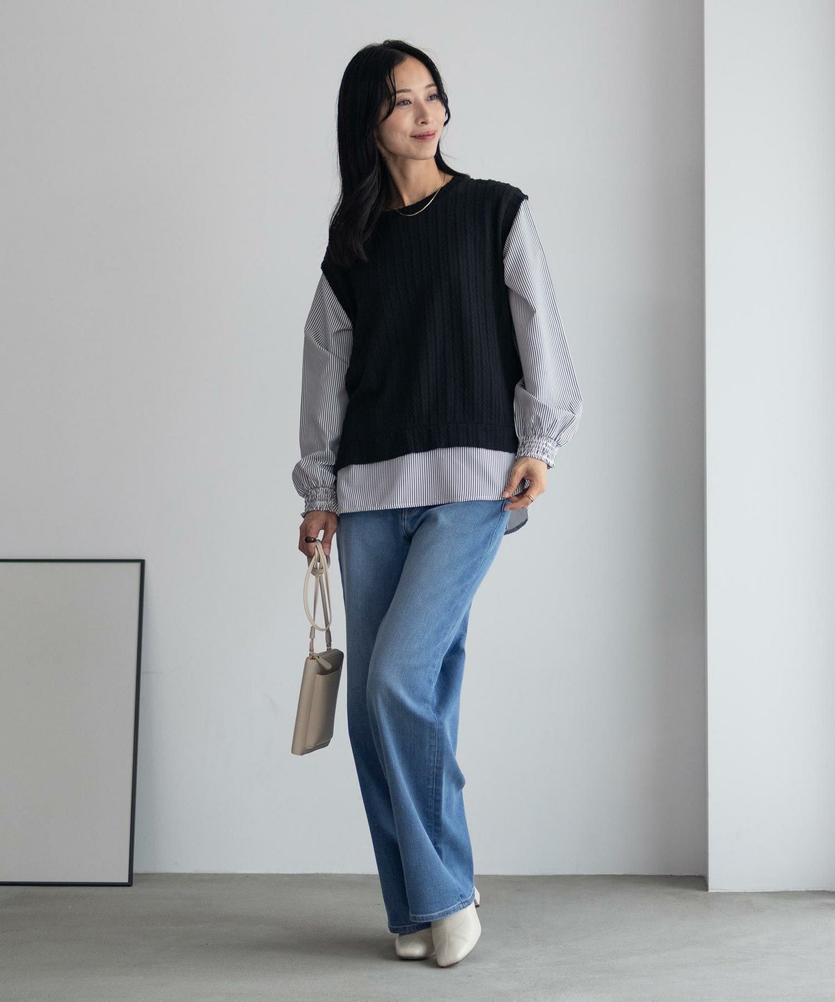 NAVY 時短 フェイクレイヤードプルオーバー レディース