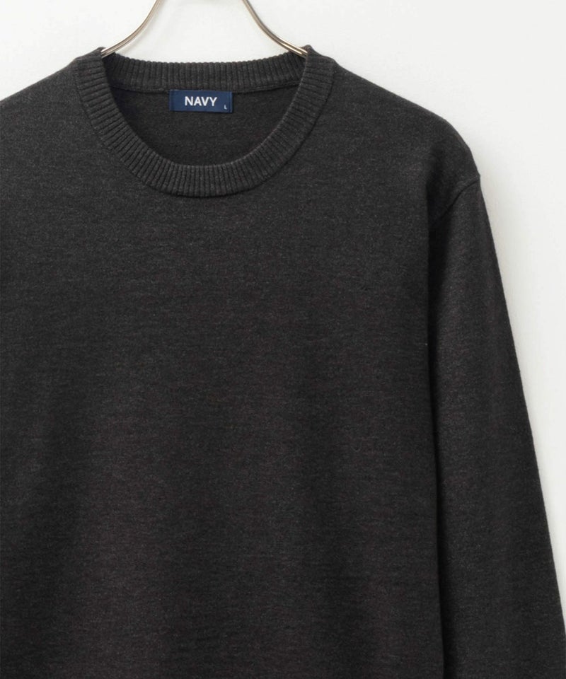 NAVY  素肌ニット クルーネック メンズ商品画像-1