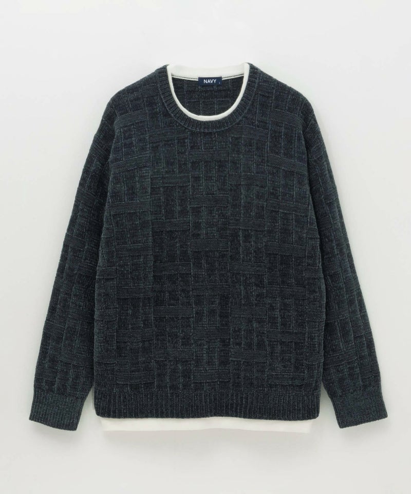 NAVY リンクスモールフェイクレイヤードニット メンズ商品画像-8