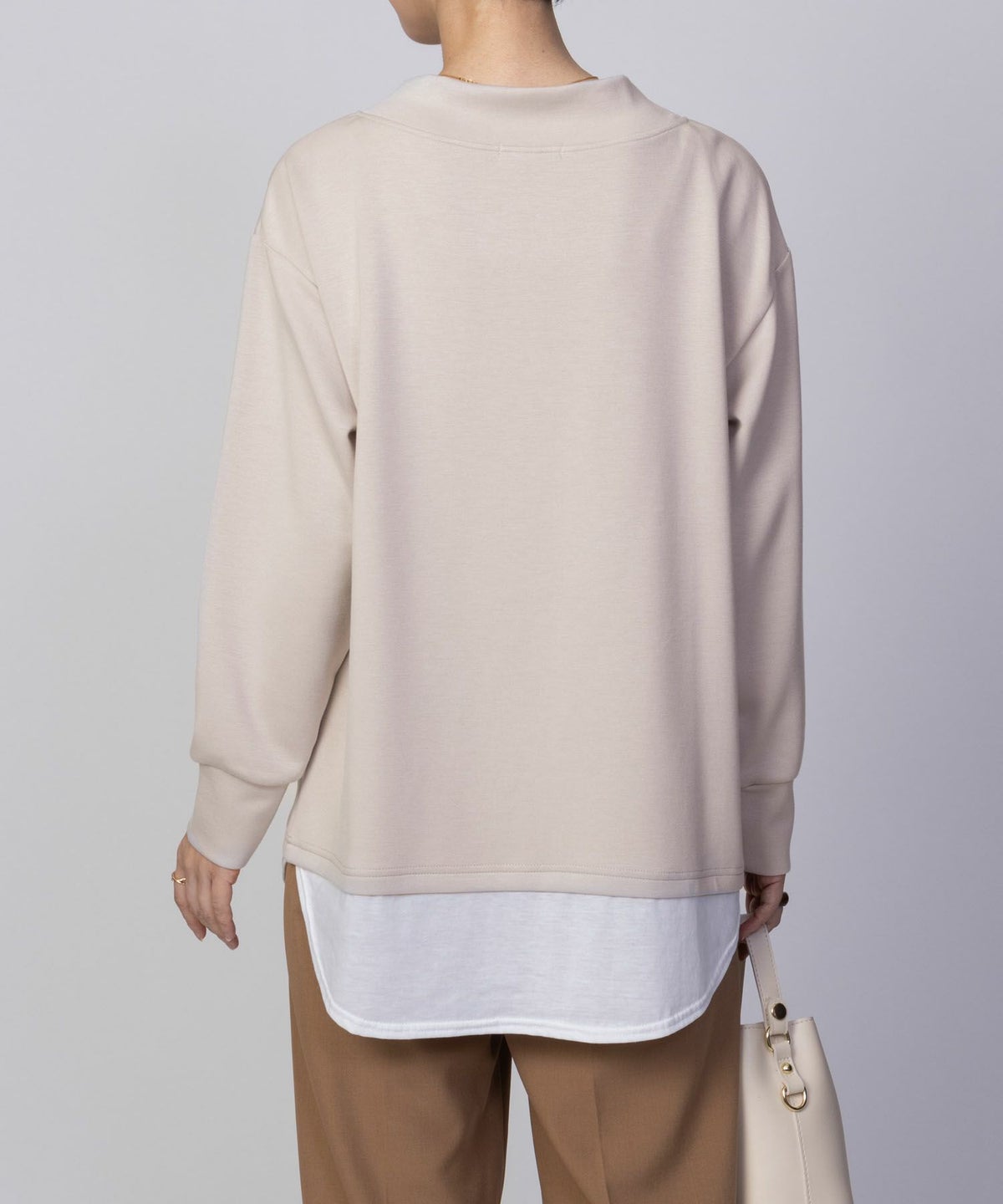 URBAN COLLECTION ポンチ素材 裾レイヤードプルオーバー レディース