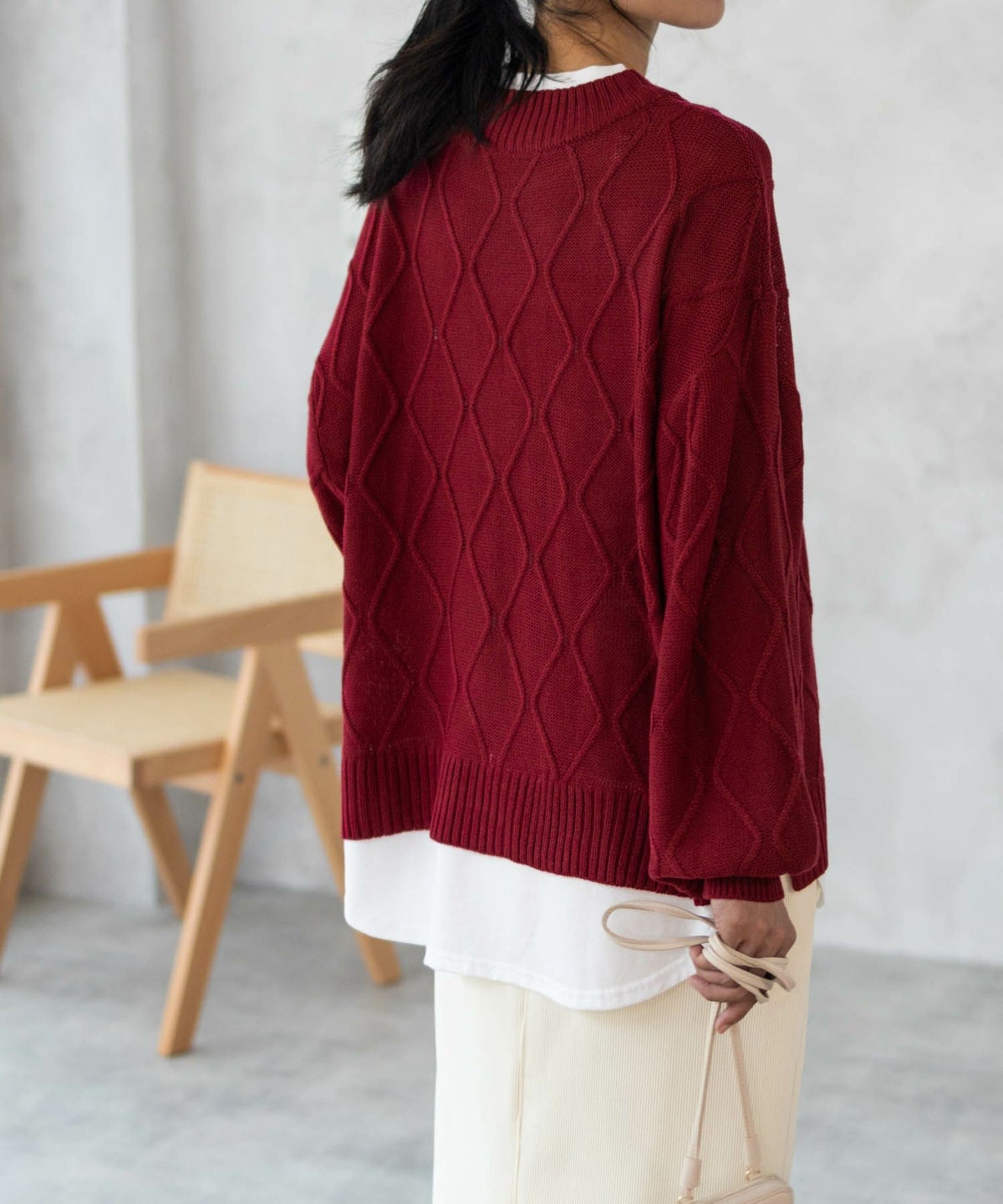 NAVY 時短 フェイクレイヤード ニットプルオーバー レディース