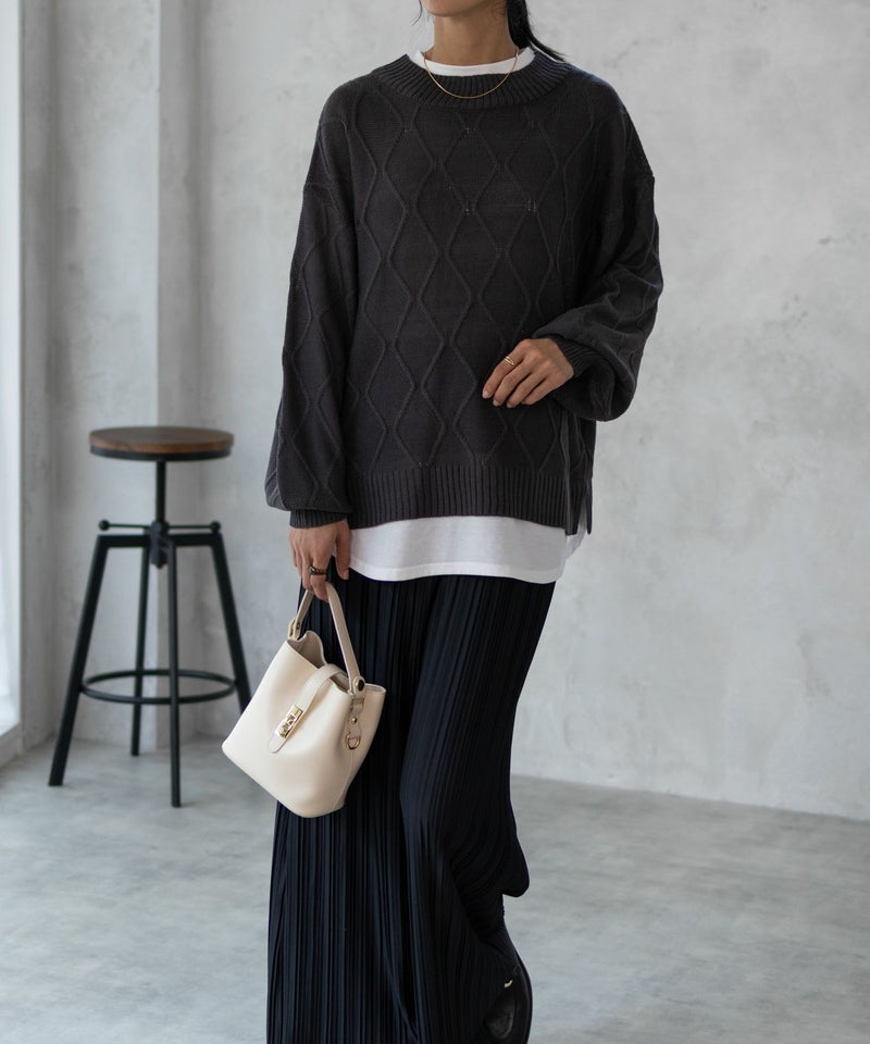 [期間限定knit]nAvy 時短 フェイクレイヤード ニットプルオーバー レディース商品画像-5