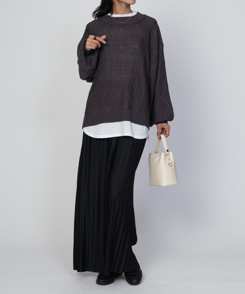 [期間限定knit]nAvy 時短 フェイクレイヤード ニットプルオーバー レディース商品画像-15