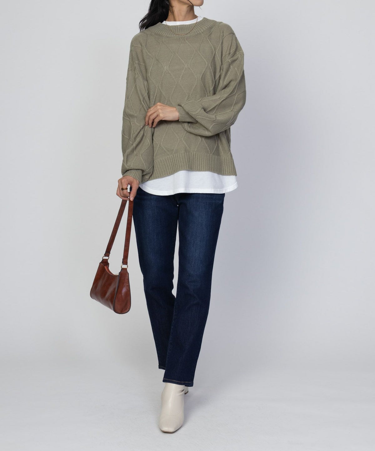 NAVY 時短 フェイクレイヤード ニットプルオーバー レディース