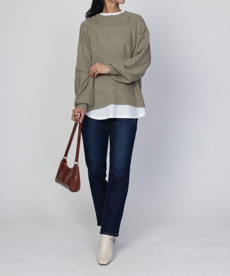 [期間限定knit]nAvy 時短 フェイクレイヤード ニットプルオーバー レディース商品画像-16