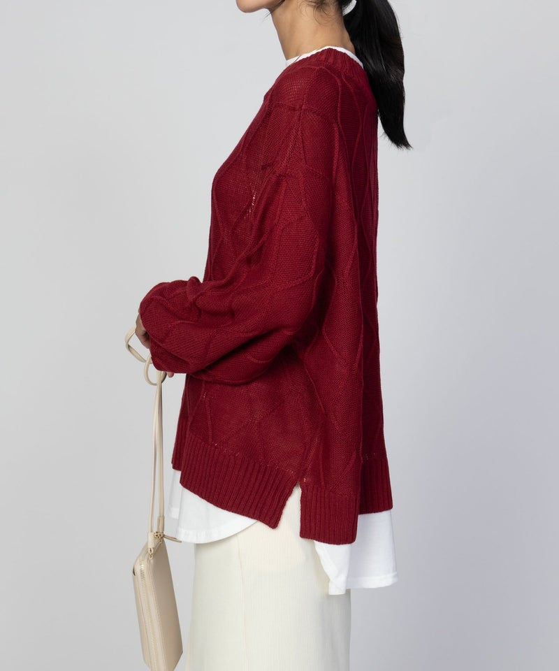 [期間限定knit]nAvy 時短 フェイクレイヤード ニットプルオーバー レディース商品画像-17