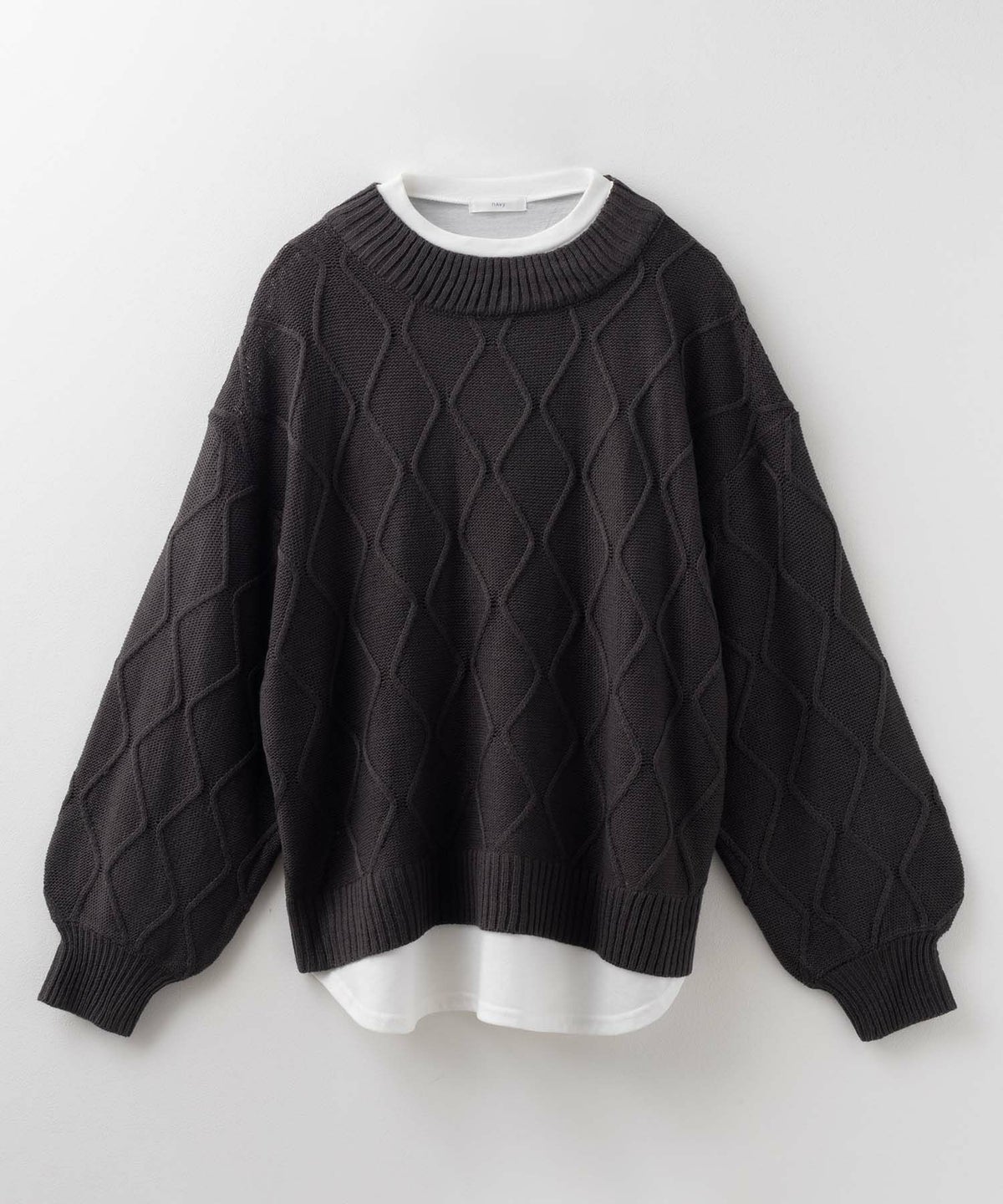 NAVY 時短 フェイクレイヤード ニットプルオーバー レディース