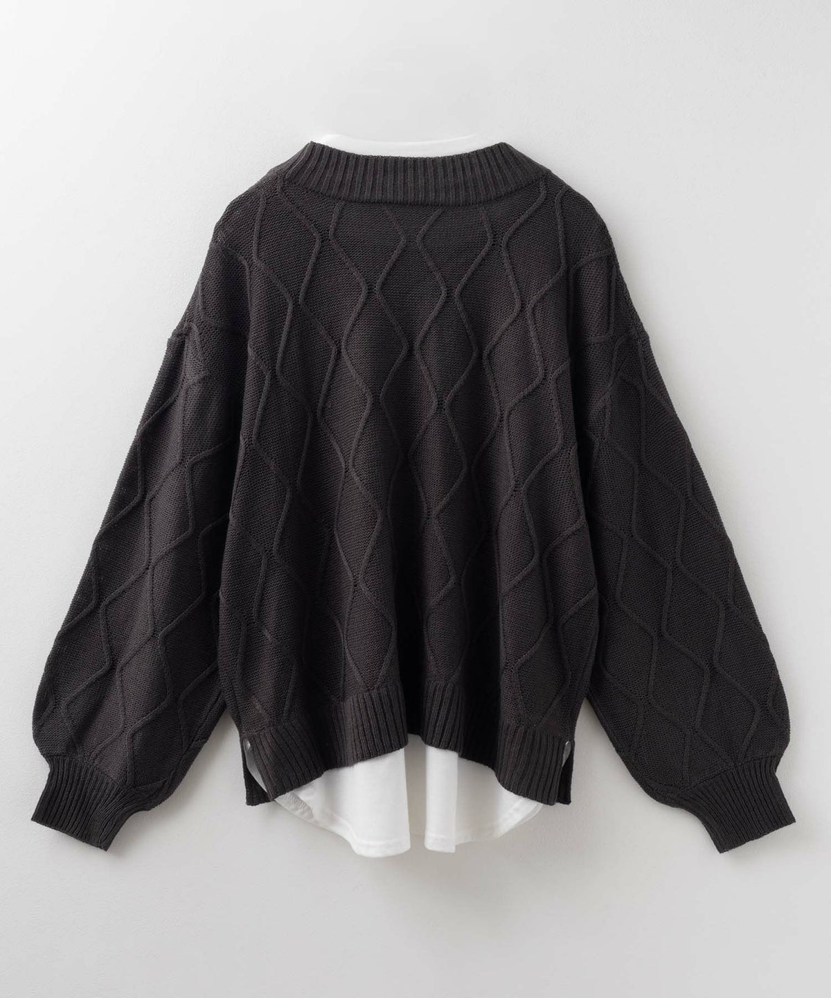 NAVY 時短 フェイクレイヤード ニットプルオーバー レディース