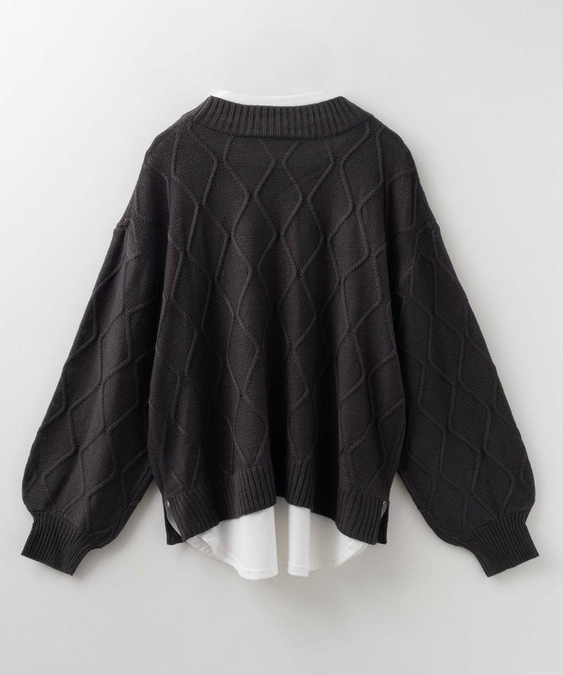 [期間限定knit]nAvy 時短 フェイクレイヤード ニットプルオーバー レディース商品画像-22