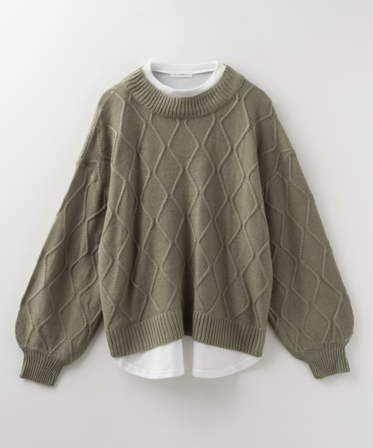 NAVY 時短 フェイクレイヤード ニットプルオーバー レディース