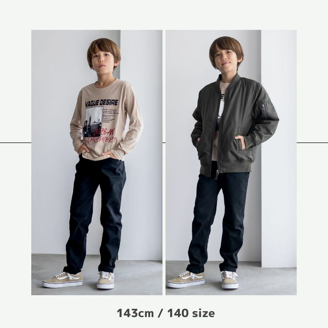 CLUBHAUSネイビー ストレートパンツ　XL NAVY ストレッチツイルストレート ウエストギャザーパンツ キッズ