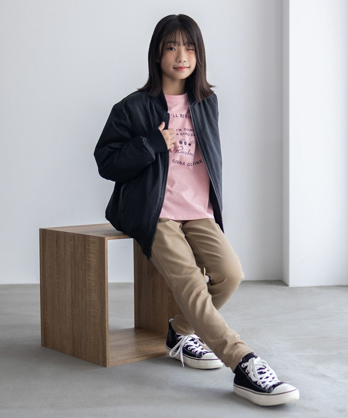 NAVY ストレッチツイルスキニー ウエストギャザーパンツ キッズ