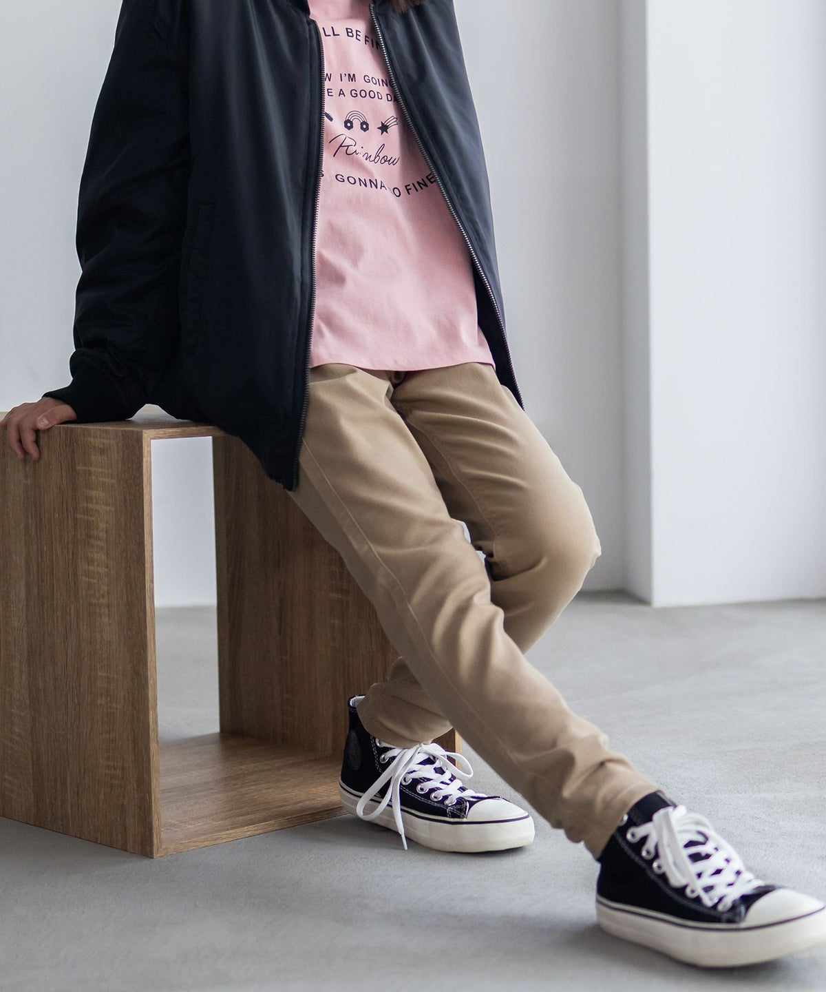 NAVY ストレッチツイルスキニー ウエストギャザーパンツ キッズ
