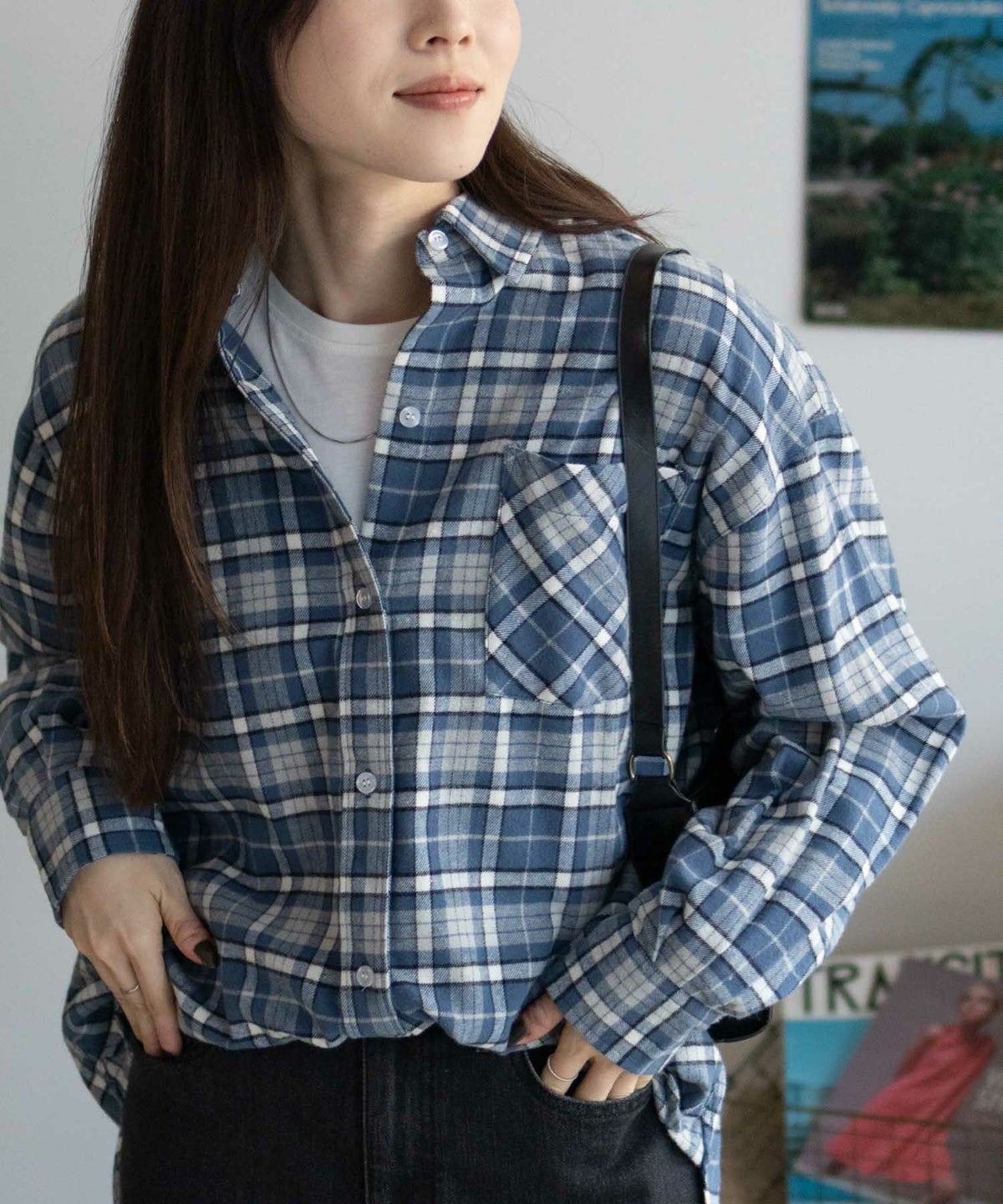 NAVY チェックオーバーシャツ レディース