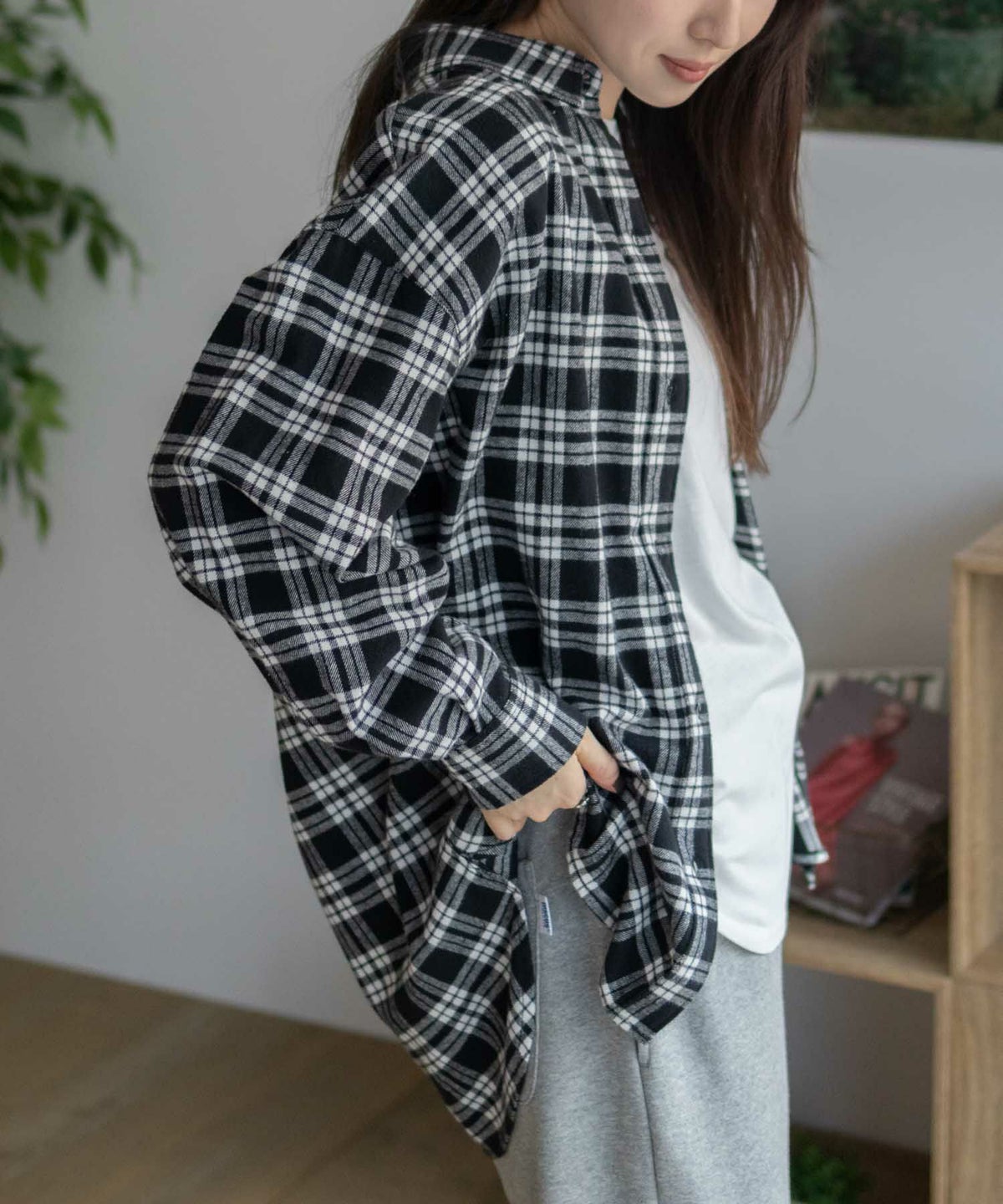 NAVY チェックオーバーシャツ レディース