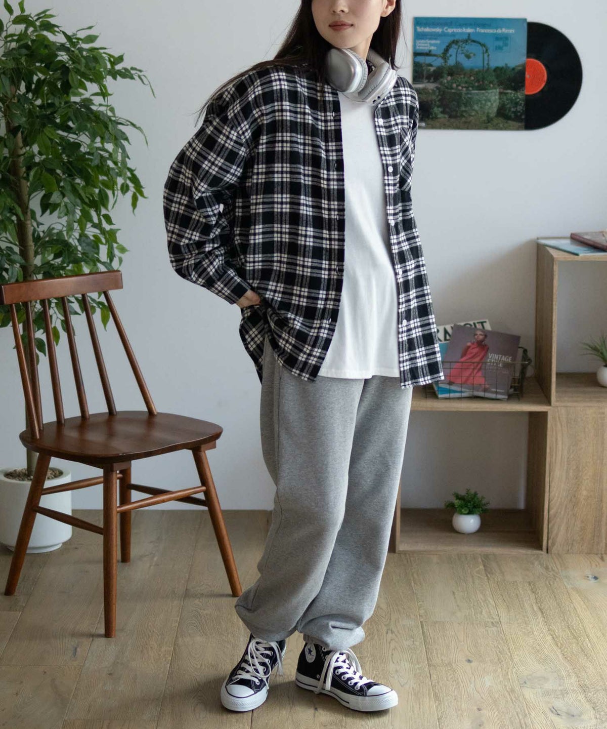 NAVY チェックオーバーシャツ レディース