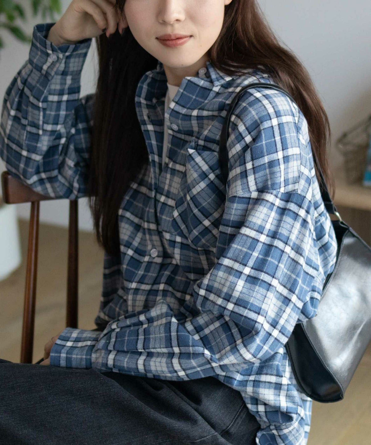 NAVY チェックオーバーシャツ レディース