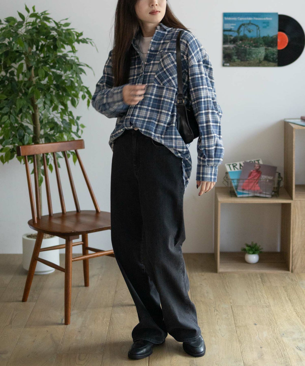 NAVY チェックオーバーシャツ レディース