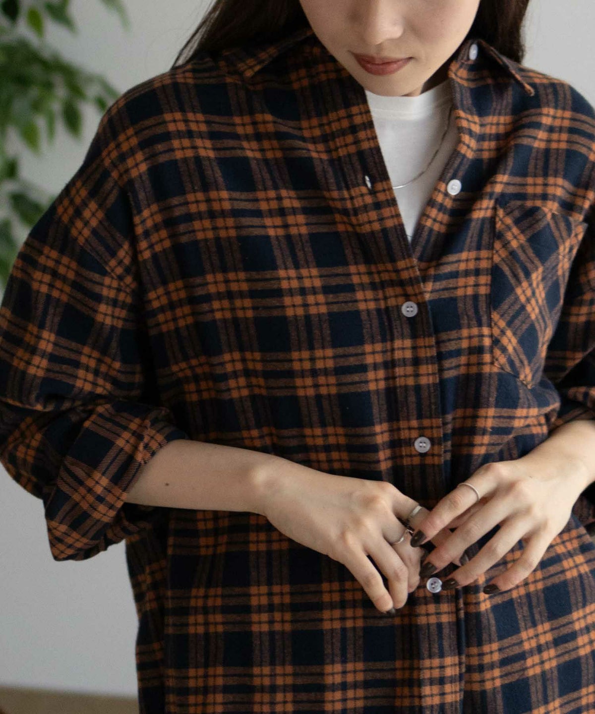 NAVY チェックオーバーシャツ レディース