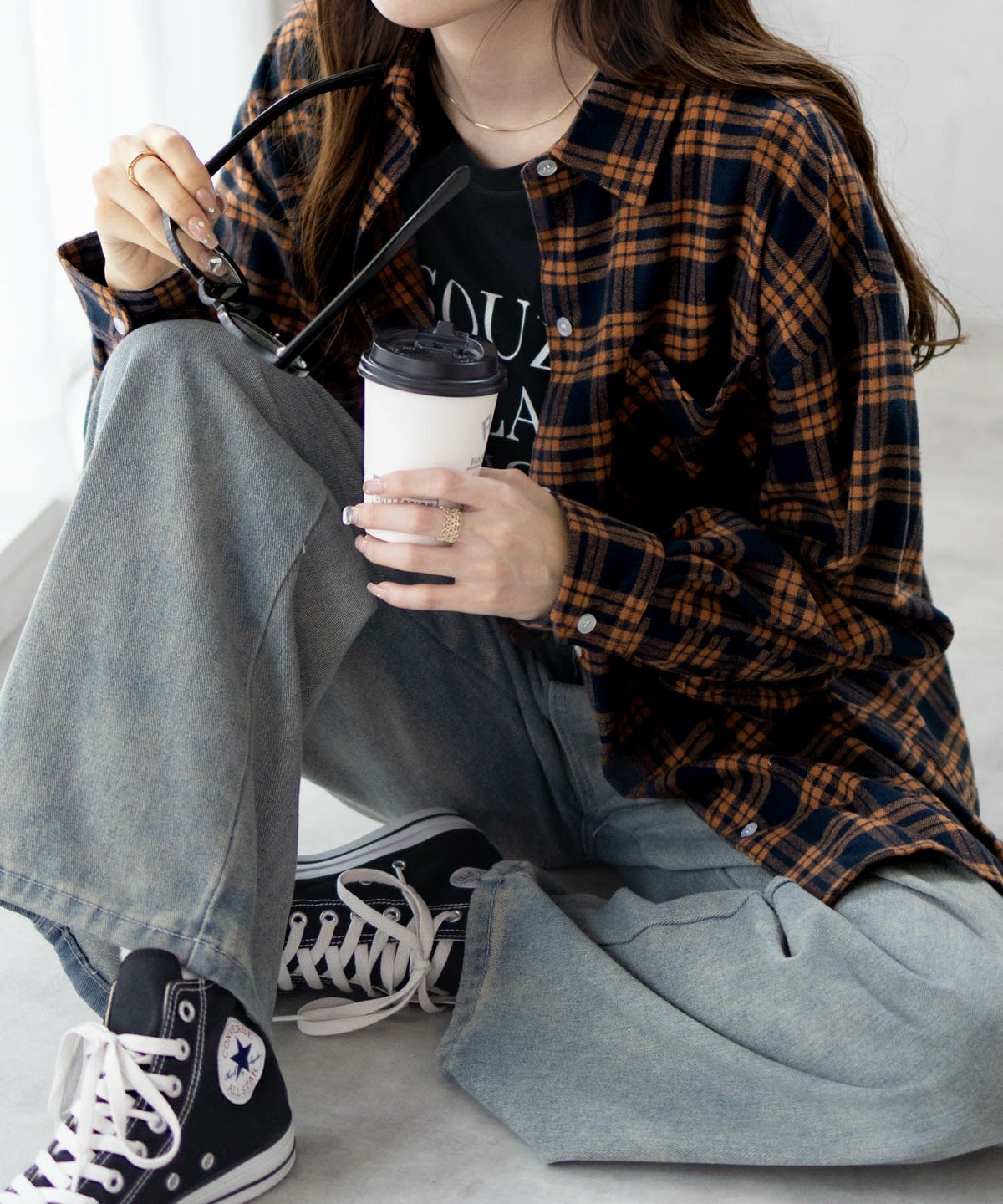 NAVY チェックオーバーシャツ レディース