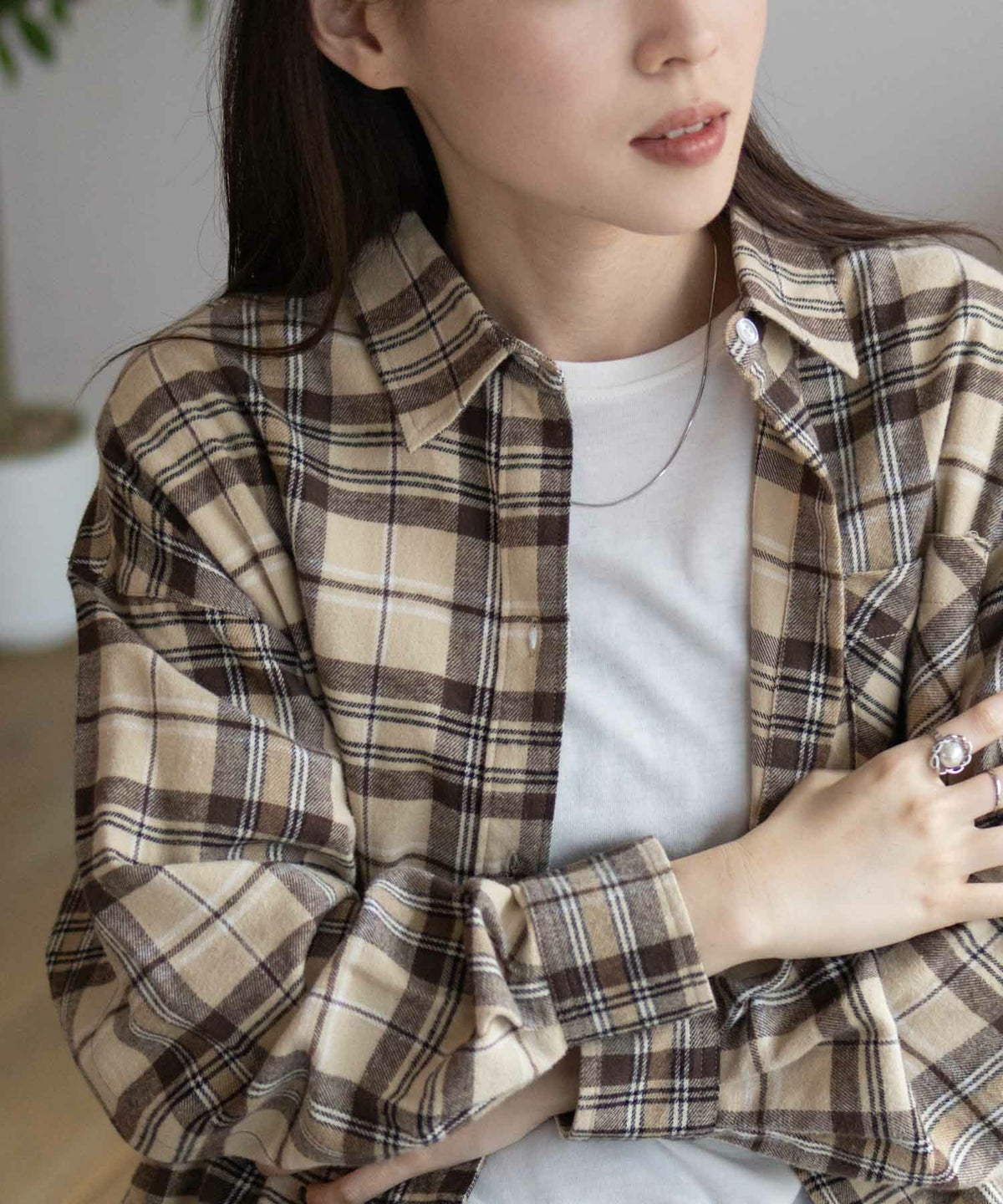 NAVY チェックオーバーシャツ レディース