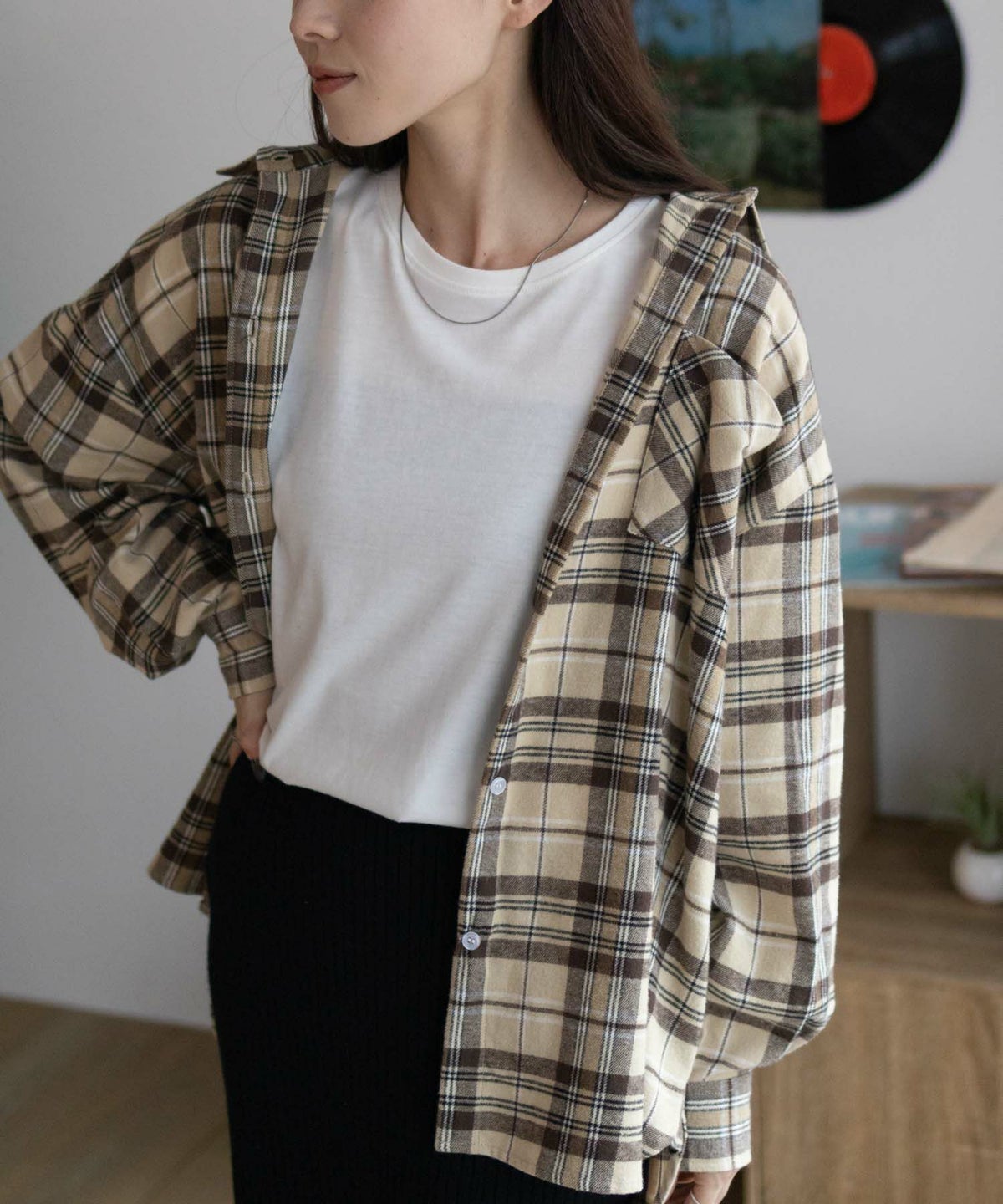 NAVY チェックオーバーシャツ レディース