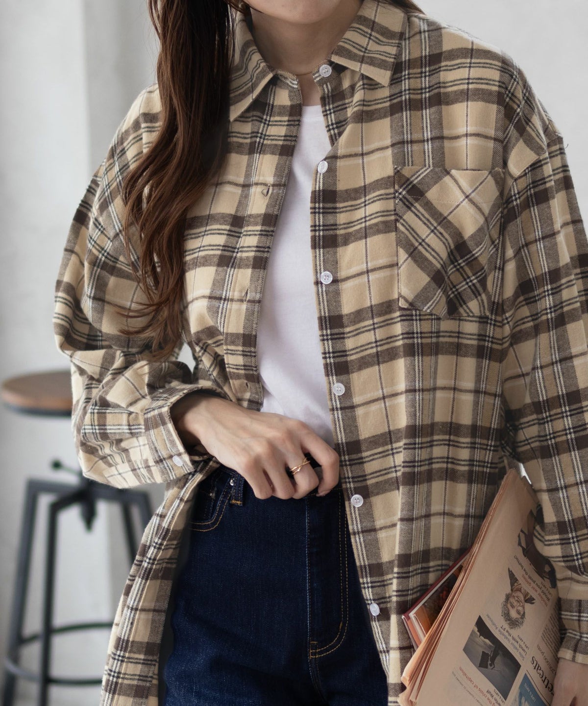 NAVY チェックオーバーシャツ レディース