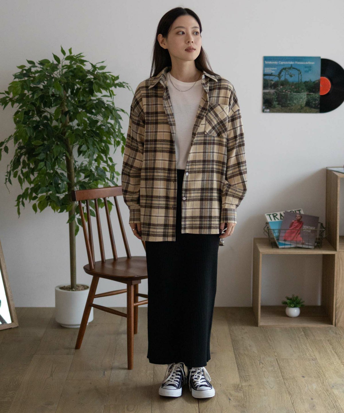 NAVY チェックオーバーシャツ レディース