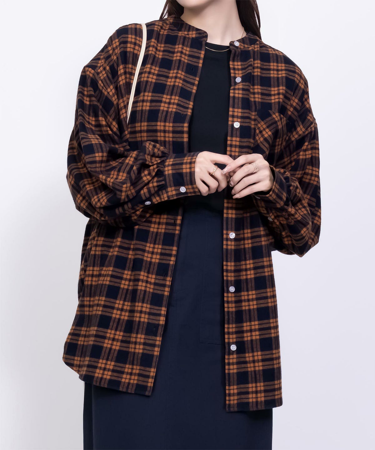 NAVY ルーズチェックチュニック レディース