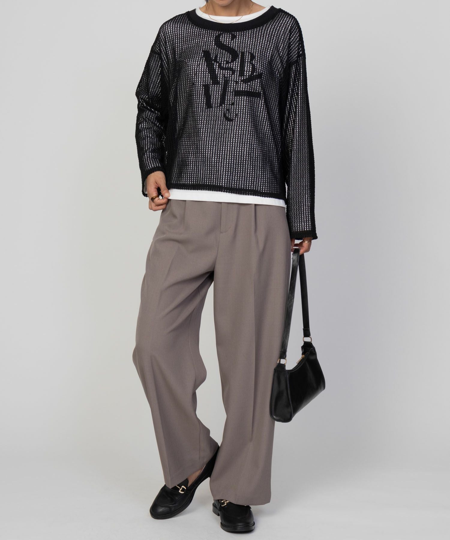 nAvy 透かしメッシュ＋長袖Tシャツ セットアンサンブル レディース