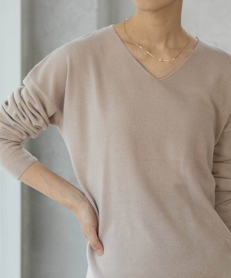 NAVY カシミヤタッチニット Vネック レディース商品画像-6