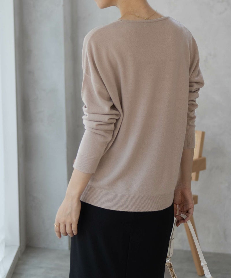 [期間限定knit]NAVY  カシミヤタッチニット Vネック レディース商品画像-7