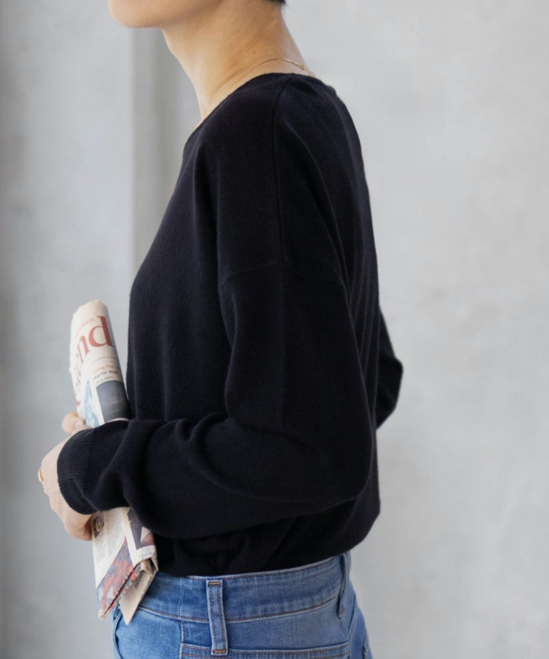 [期間限定knit]NAVY  カシミヤタッチニット Vネック レディース商品画像-10