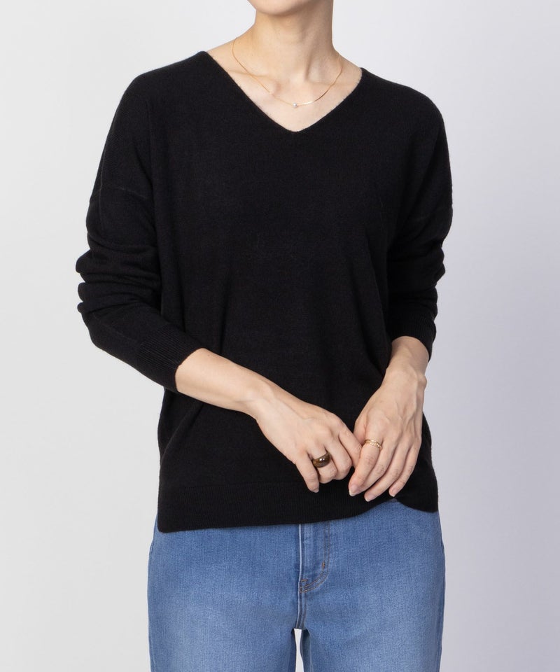 [期間限定knit]NAVY  カシミヤタッチニット Vネック レディース商品画像-13