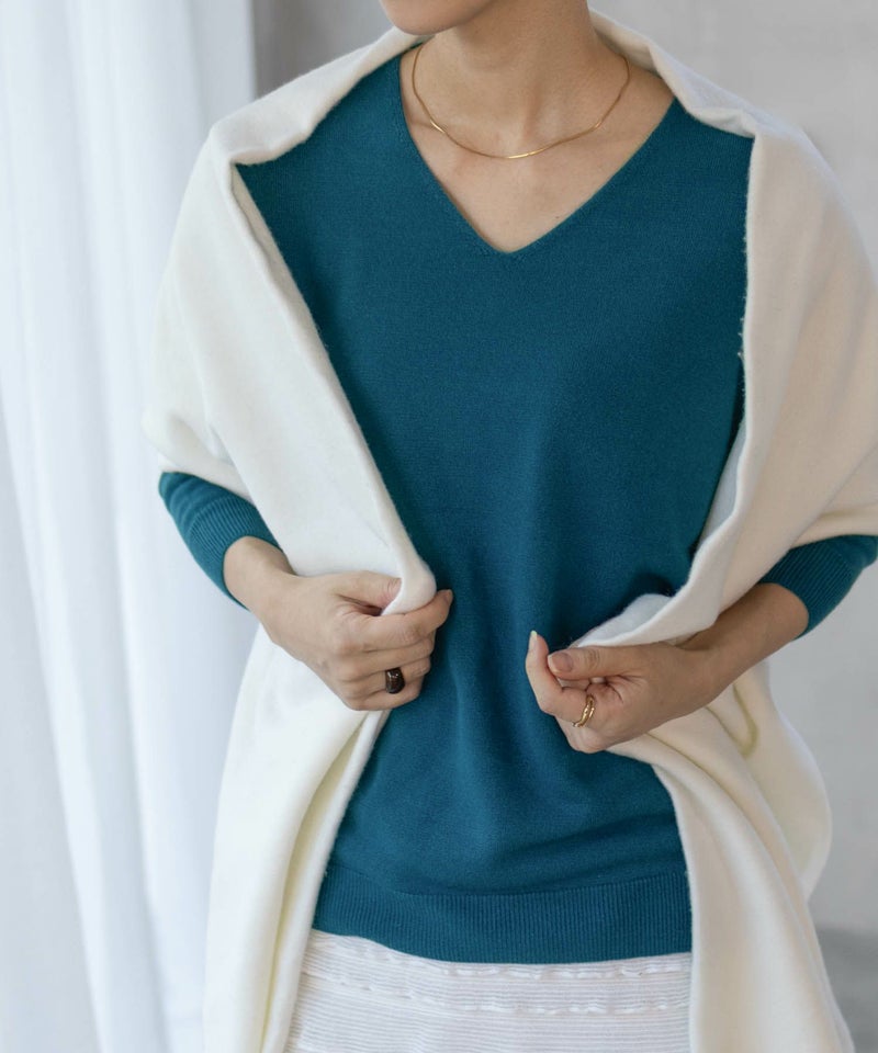 [期間限定knit]NAVY  カシミヤタッチニット Vネック レディース商品画像-21