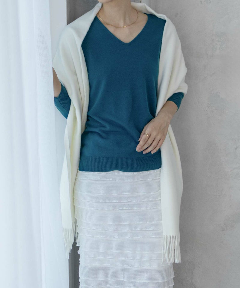 [期間限定knit]NAVY  カシミヤタッチニット Vネック レディース商品画像-22