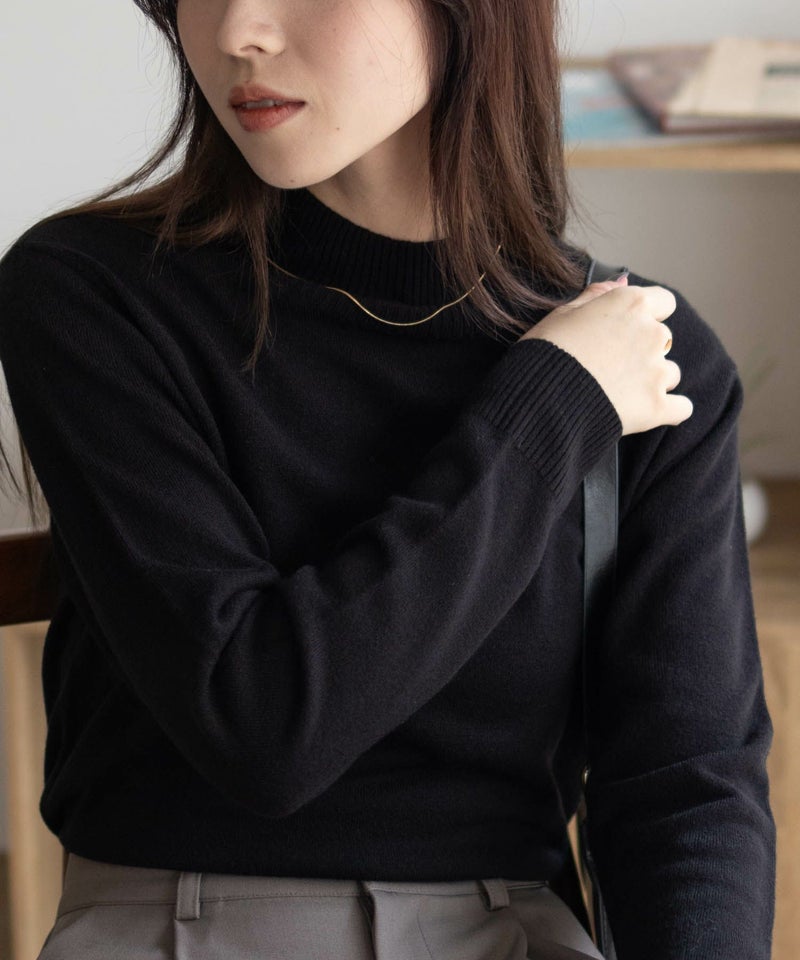 NAVY カシミヤタッチニット ハイネック レディース商品画像-2